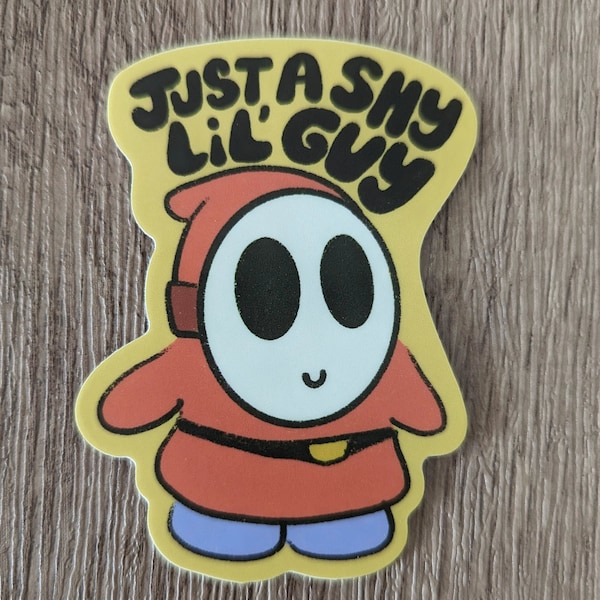 Just a Shy Lil' Guy - Cute Shy Guy Mario Vinyl Laminate Sticker