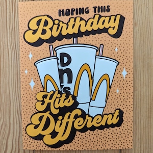 Hoping This Birthday Hits Different - Birthday Card - Cute McDonalds Coke Diet Coke
