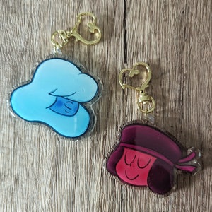 Perfect Match - Cute Set of Ruby and Sapphire Garnet Keychain Resin Charms - Couple Partner Friend BFF Steven Universe