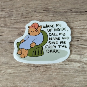 Wake Me Up - Sleepy Bear Tea Cute Vinyl Laminate Sticker