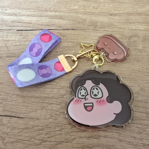 Cookie Cat Wristlet and Charm Keychain Set - Cute The Steven Garnet Amethyst Pearl Ruby Sapphire