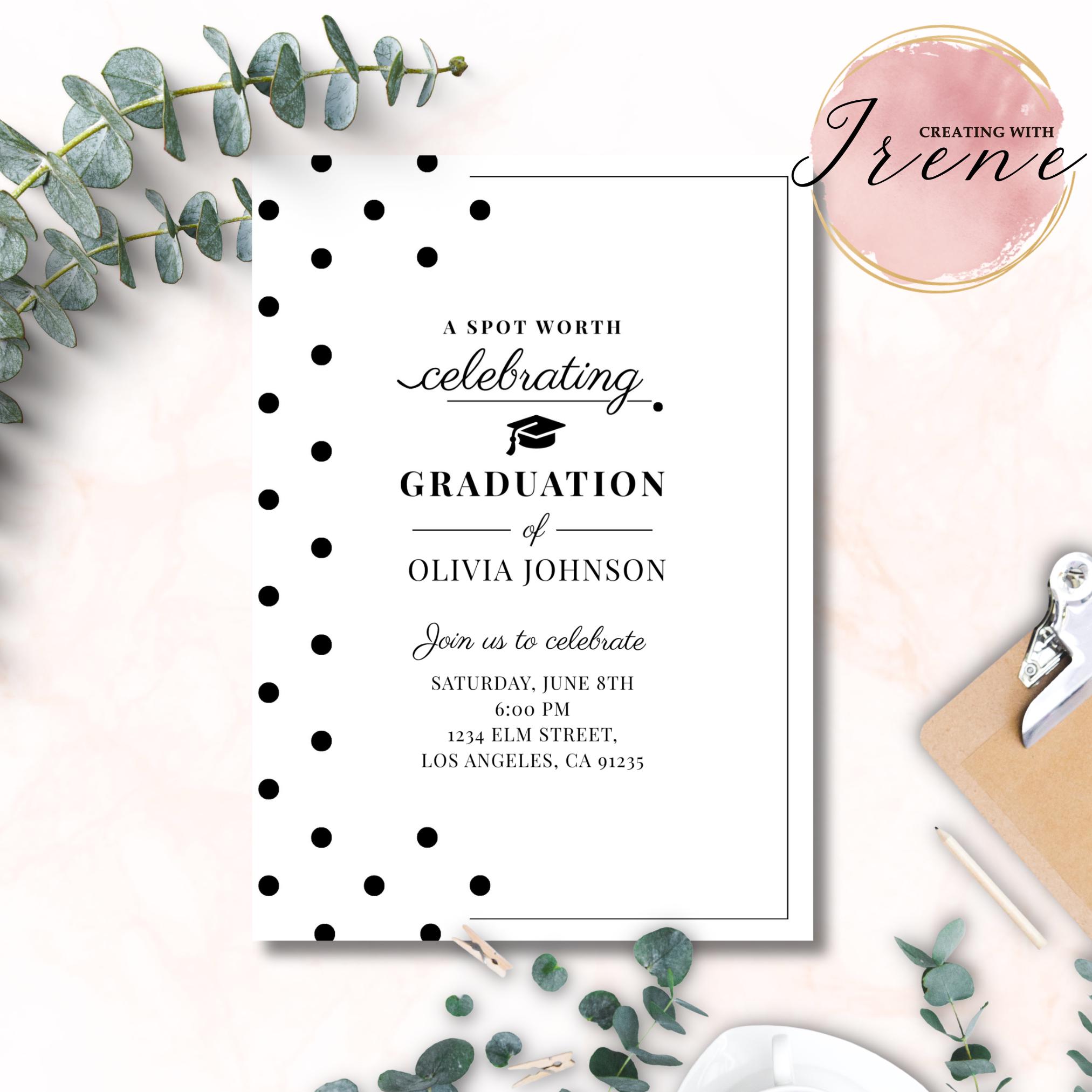 Graduation Invite, Spotted Grad, Spotted Invite, Polka Dots Invite ...