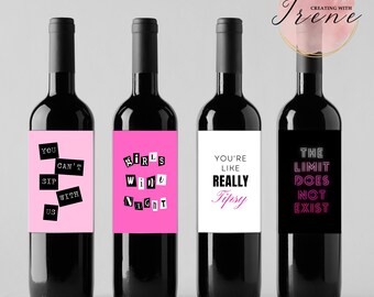 Mean Girls Wine Labels | 4 PRINTABLE Wine Bottle Labels | Instant Digital Download 3.5x4