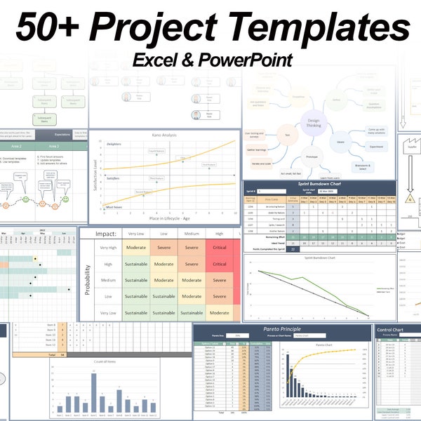 Más de 50 plantillas de gestión de proyectos en Excel y PowerPoint