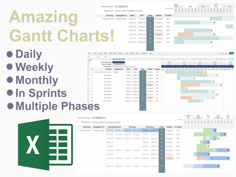 50+ Project Management Templates in Excel and Powerpoint - Etsy Australia