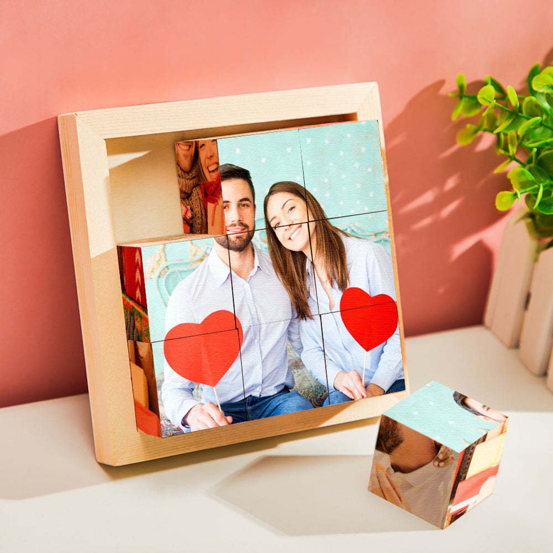 Personalized Wooden Photo Cube Puzzle Family Keepsake & Etsy