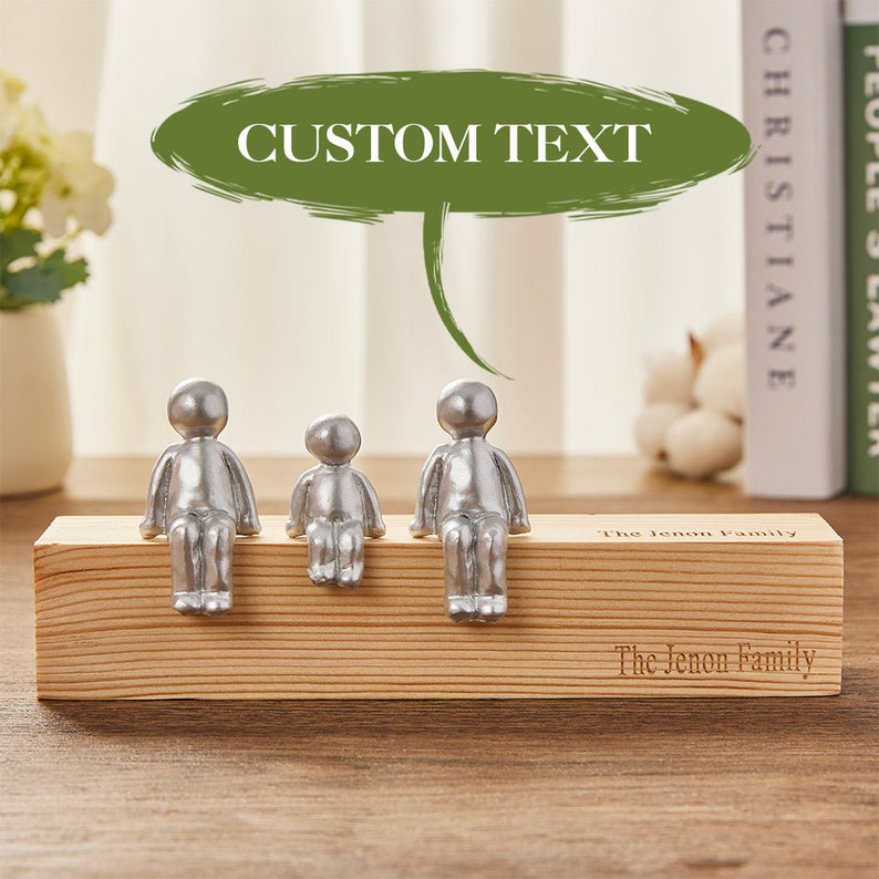 Family Metal Sculpture Figurines With Custom Engraved Names and Unique