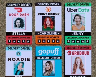 Doordash, Uber Eats, GRUBHUB, ROADIE ID Card Badge Delivery with Your Picture - Custom Picture Badge