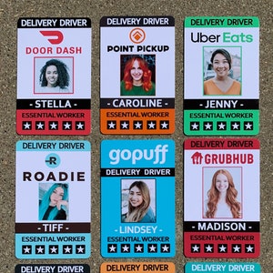 Doordash, Uber Eats, GRUBHUB, ROADIE ID Card Badge Lieferung mit Deinem Bild - Individuelles Namensschild