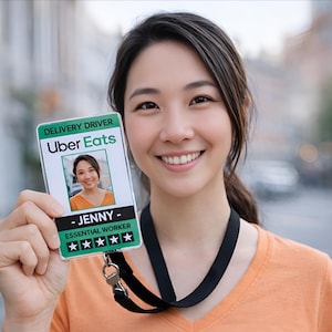 Carte d'identité de conducteur Uber Eats avec votre photo - Badge photo personnalisé - Magnifiquement imprimé