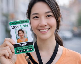 Uber EatsドライバーIDカード（写真入り） - カスタム写真バッジ - 美しく印刷