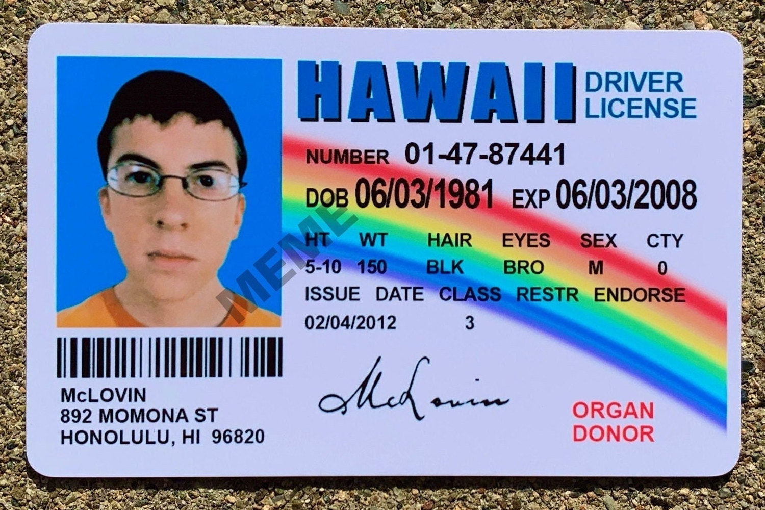 Cart o De Identifica o McLovin Do Filme Superbad Clean Remaster Print Cart o De Identifica o McLovin Do Filme Superbad Clean Remaster Print