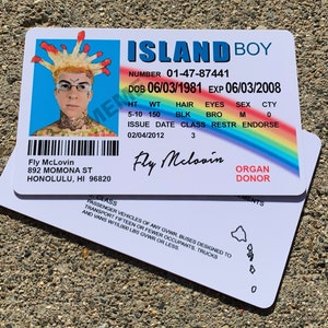 McLovin ID &quot; Fly Mclovin &quot; Island Boy Meme card from movie Superbad - I&#39;m a island boy