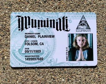 illuminati official membership id card with your Name on it
