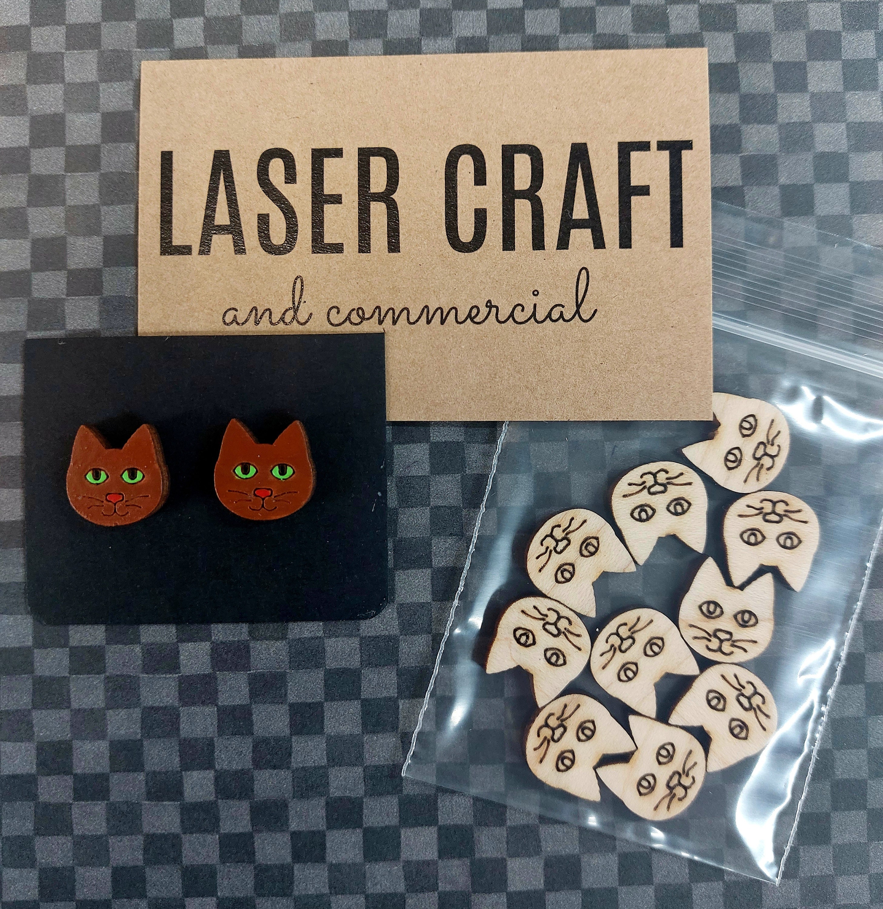 Earrings Cat, Laser Cut Solid Maple Wood Cat Earring Blanks, Jewellery Making
