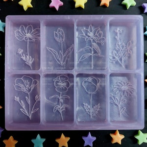 Pretty Flowers 8 Cell Silicone Mould for wax, resin, soap etc