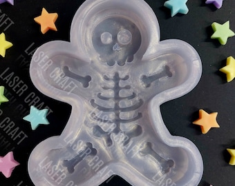 Skeleton Gingerbread Man Silicone Mould for wax resin soap