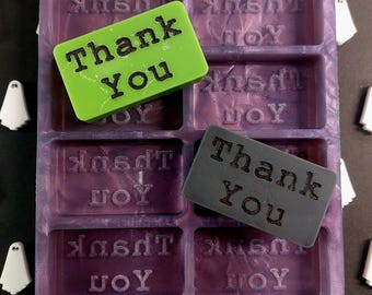 Typewriter Font Thank You 8 Cell Silicone Mould for wax, resin, soap etc