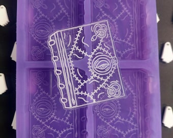 Magic Spell Book 4 Cell Silicone Mould for wax, resin, jesmonite, soap etc