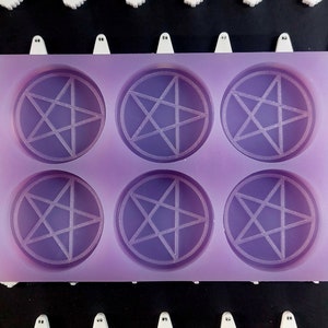 Pentagram 6 cell Silicone Disc Mould for wax resin soap etc