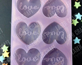 Love Heart 6 Cell Silicone Mould for wax, resin, soap etc