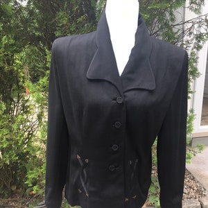Vintage 1990&#39;s Simple Chic Black Blazern Classic Embroidered Black Blazer Vintage Black Blazer Vintage Blazer Size Medium