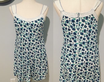 90’s White Multi Colored Floral Tank Dress 90's Babydoll Dress Mini 90's Floral Dress Cute 90's Dress Size Small to Medium
