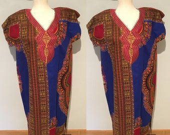Vintage Beautiful Bohemian Kaftan Dress Ethnic Printed Kaftan Boho Indian Dress Ethnic Dress Tribal Printed Dress Size Large to Extra Large