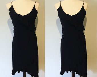 Y2K Black Ruffled Tank Dress Size Small Ruffled Dress Vintage Black Dress Vintage Little Black Dress Ruffled Dres Cute Dress Gradution Dress