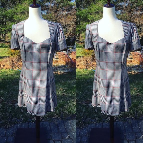 90's Plaid Dress Vintage Plaid Dress Size Medium … - image 1