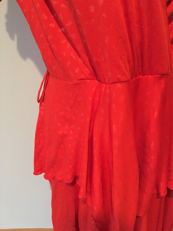 Vintage 80's Red Dress Vibrant Red Dress Size Lar… - image 5