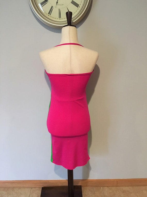 Vintage Neon Pink Dress Size Extra Small-Small 80… - image 8