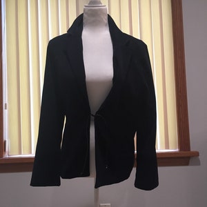 Vintage Navy Blue Black Faux Suede Blazer Chic Vintage Classic Simple Job Interview Work Office Attire Blazer Size Small