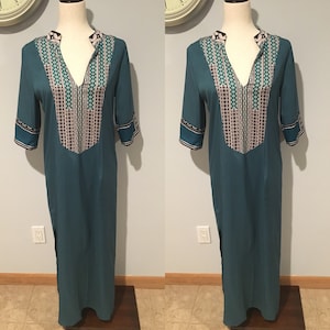 Vintage Geometric Printed Kaftan Multi-Colored Kaftan Styled Dress 70&#39;s Like Styled Bohemian Dress Vintage Bohemian Dress Size Small
