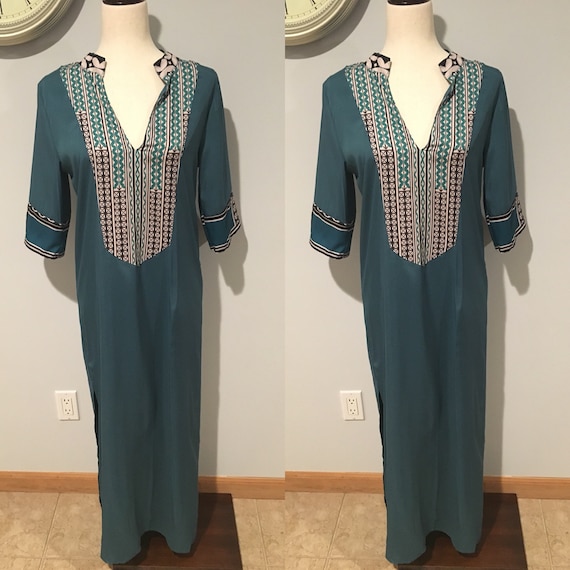 Vintage Geometric Printed Kaftan Multi-Colored Ka… - image 1