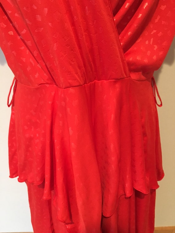 Vintage 80's Red Dress Vibrant Red Dress Size Lar… - image 4