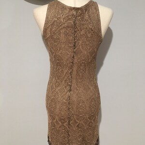 Gold Glitter 90's Sweater Knitted Dress Size Extra Small-Small Vintage Gold Dress Fringe Dress image 9