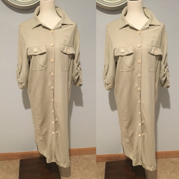 Vintage 90’s Minimalist Maxi Shirt Dress Size Sma… - image 1