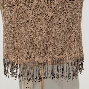 Gold Glitter 90's Sweater Knitted Dress Size Extra Small-Small Vintage Gold Dress Fringe Dress image 6