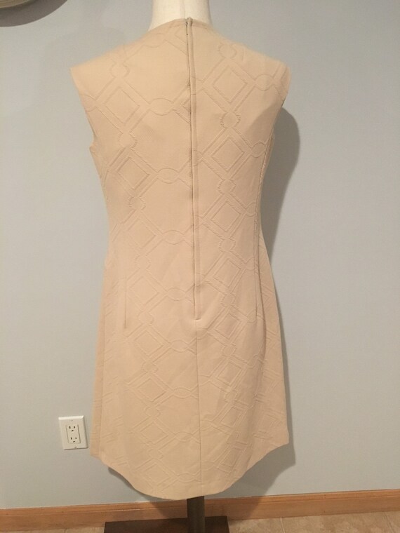 Nude Beige Cream 1960's Belted Shift Dress Swingi… - image 8