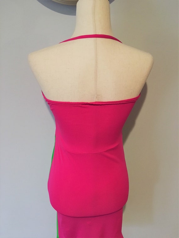 Vintage Neon Pink Dress Size Extra Small-Small 80… - image 9