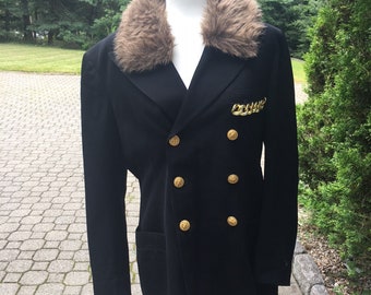 Vintage Coat Military Styled Coat Faux 