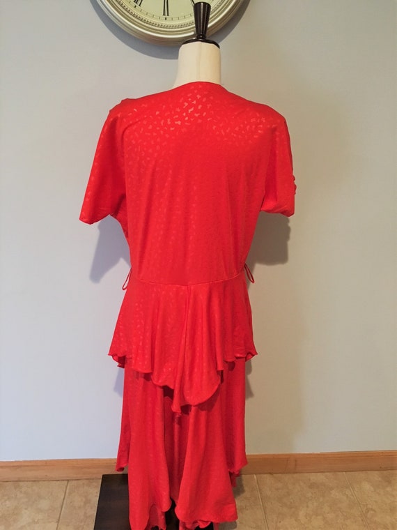 Vintage 80's Red Dress Vibrant Red Dress Size Lar… - image 8