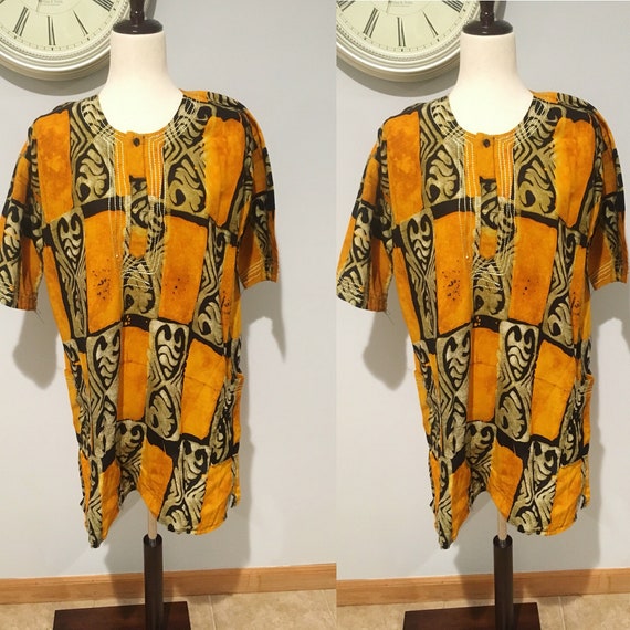 Vintage Ethnic Tribal African Printed Dress Vinta… - image 1