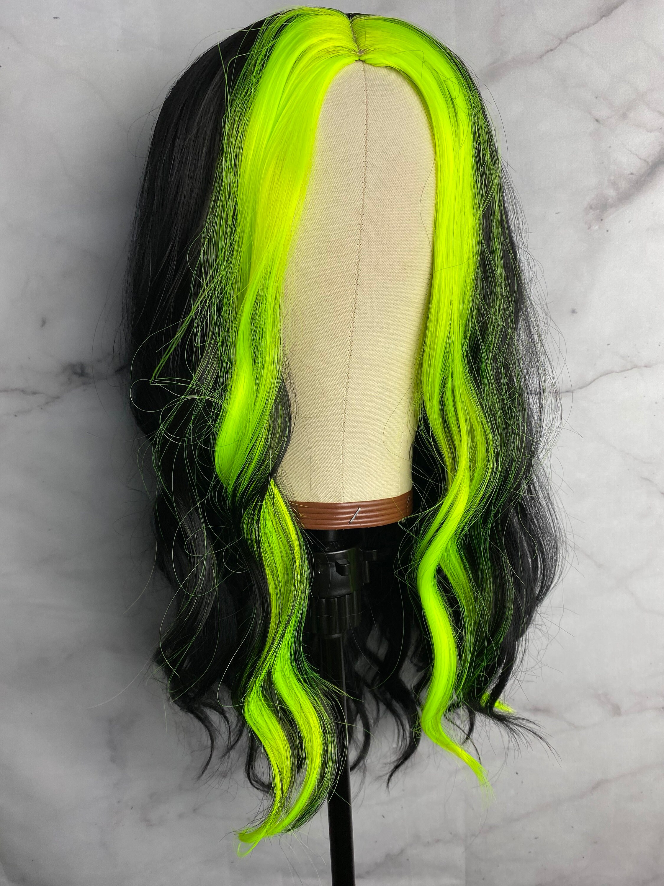 Lime green top neon wig