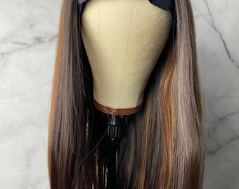 Headband Wig with Highlights -Blonde Highlights Wig,Brown Highlight Wig,Headband Wig For Patients,Natural look wig