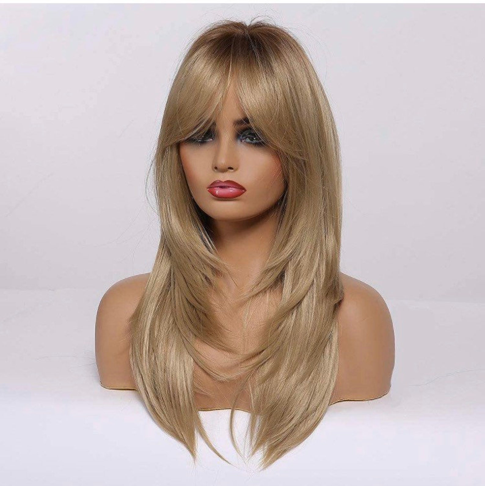 Ash Blonde Wigwigs With Bangs for Womenshoulder Mid Length - Etsy