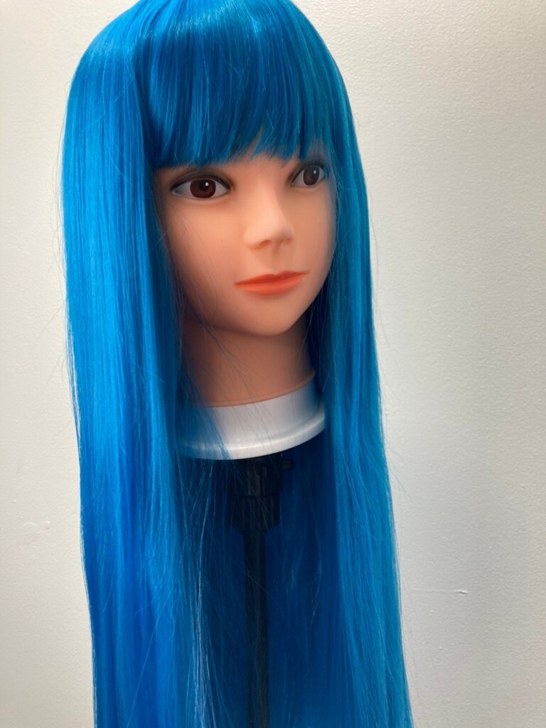 Blue Wig Blue Wig With Bangs Long Blue Green Wig Light Blue Wig Teal Blue Wigs Blue Wigs Long Straight Wig With Bangs Cosplay Hair Wigs