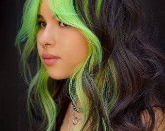 Green Black Wig Etsy