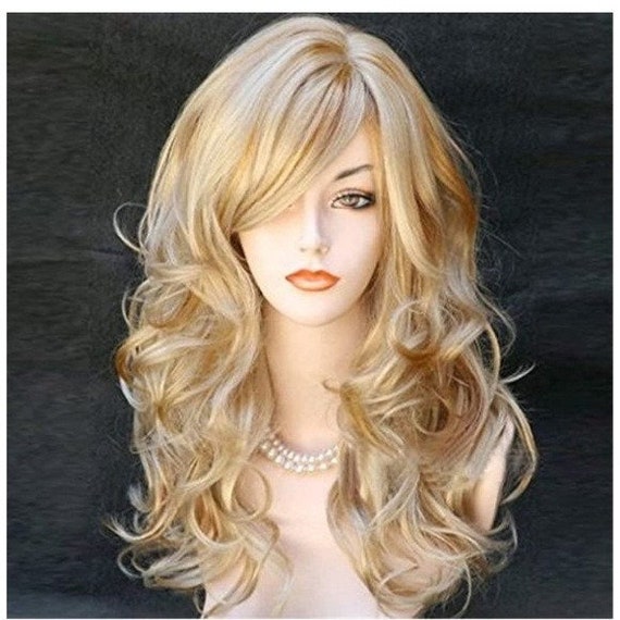 Long golden blonde wig discount